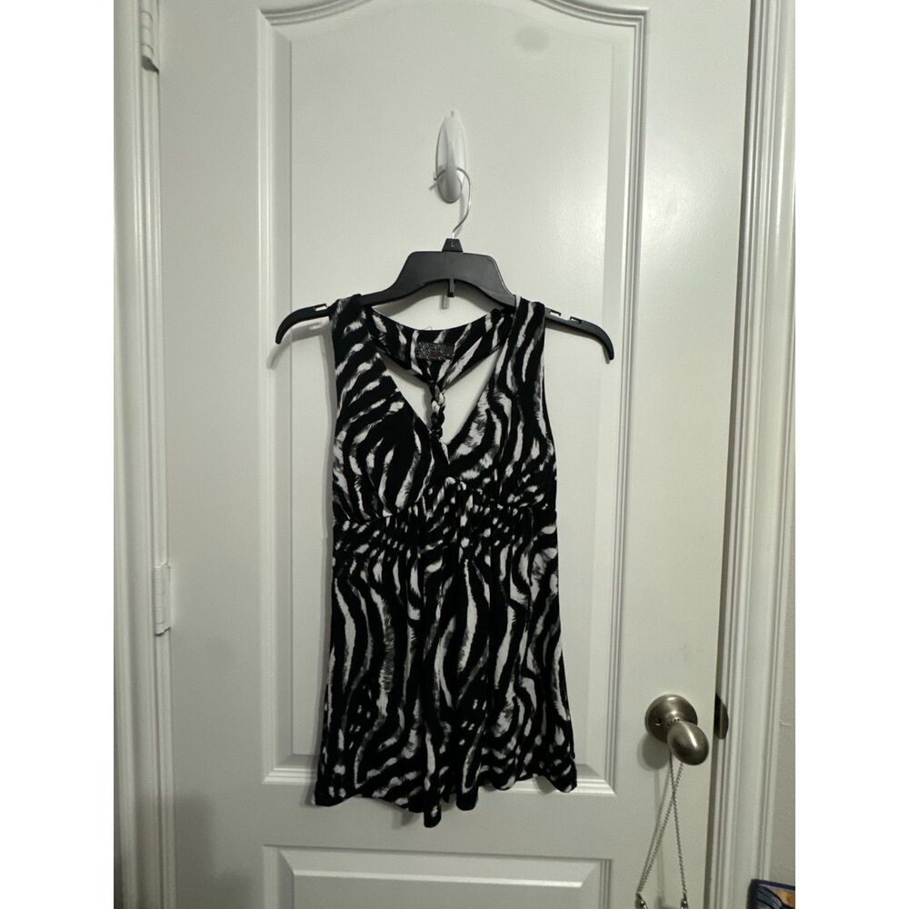 black animal print zebra  MM blouse size medium